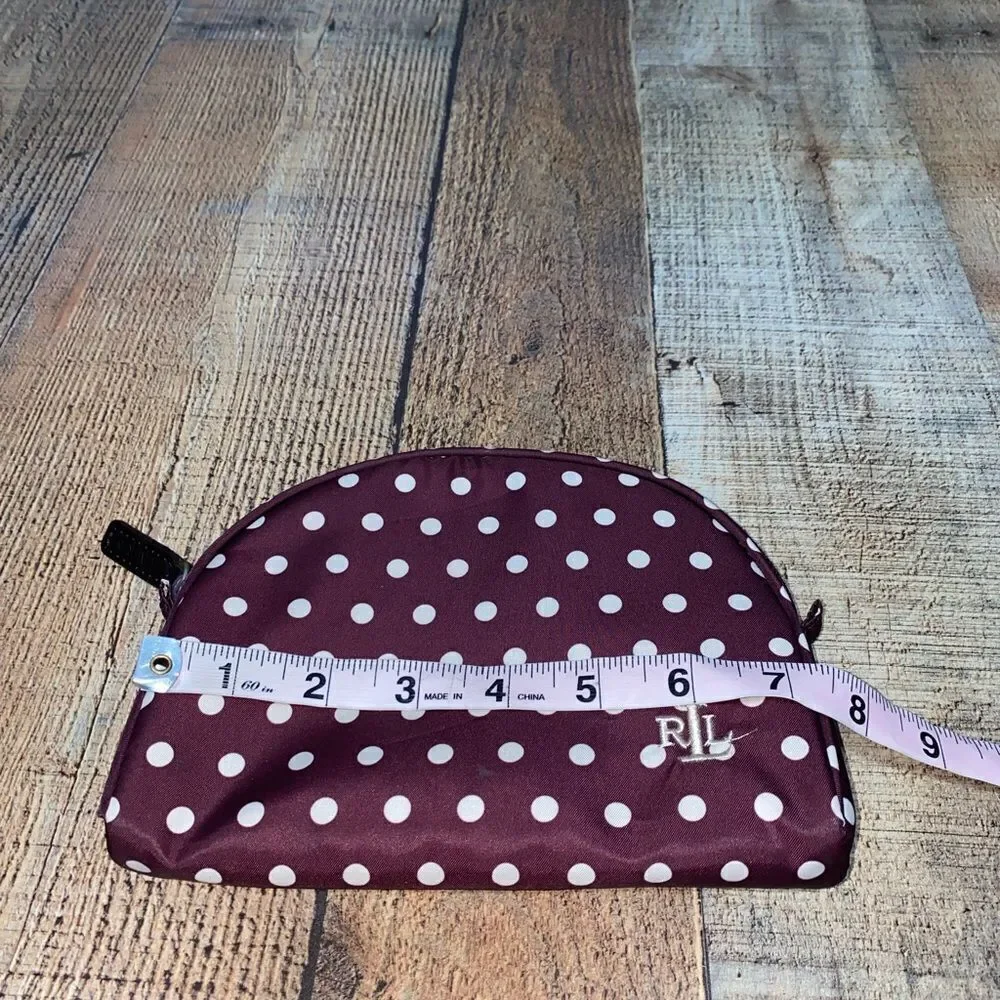 Ralph Lauren maroon Polka Dot Makeup Bag Purse